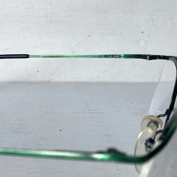 Semi Rimless Anglo American Eyewear MOD M63 Metallic Green 80's Vintage Unisex - Picture 4 of 13